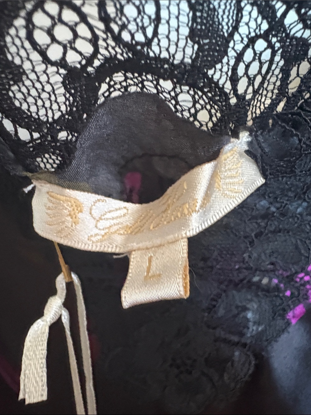 Gold Hawk Silk Lace Trim Floral Cami - Black & Purple - Picture 3 of 5